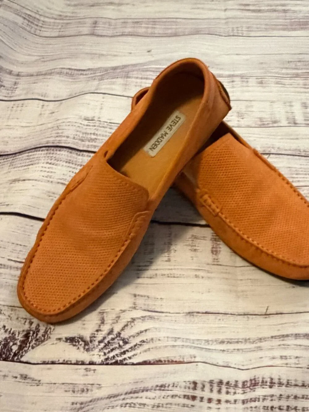 Steve Madden P-Esteem Orange Driving Moccasin Loafers
